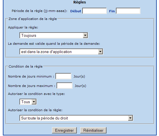 2nd partie du formulaire de création d'un droit de nature "Utiliser les règles"