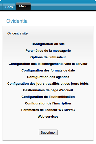 Options d'un site