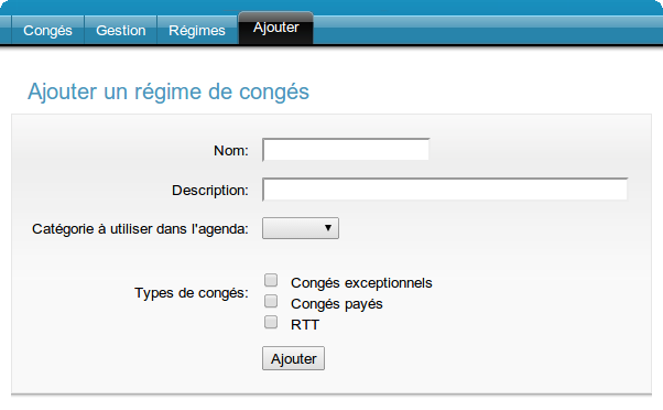 Ajouter un régime de congé